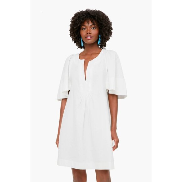 Pomander Place by Tuckernuck White Finley Flutter Sleeve Dress sz L Mini Length - Picture 8 of 11